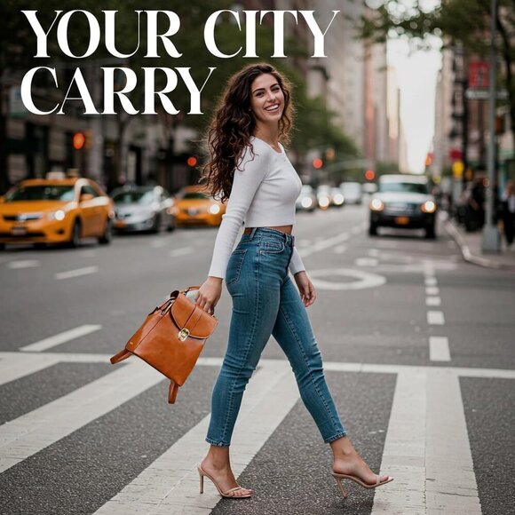 Stylish Compact Vegan Leather Backpack Handbag with Anti-Theft Pocket, Brown main image 9